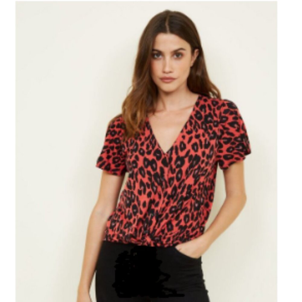 Sanctuary Red and Black Leopard Print Top